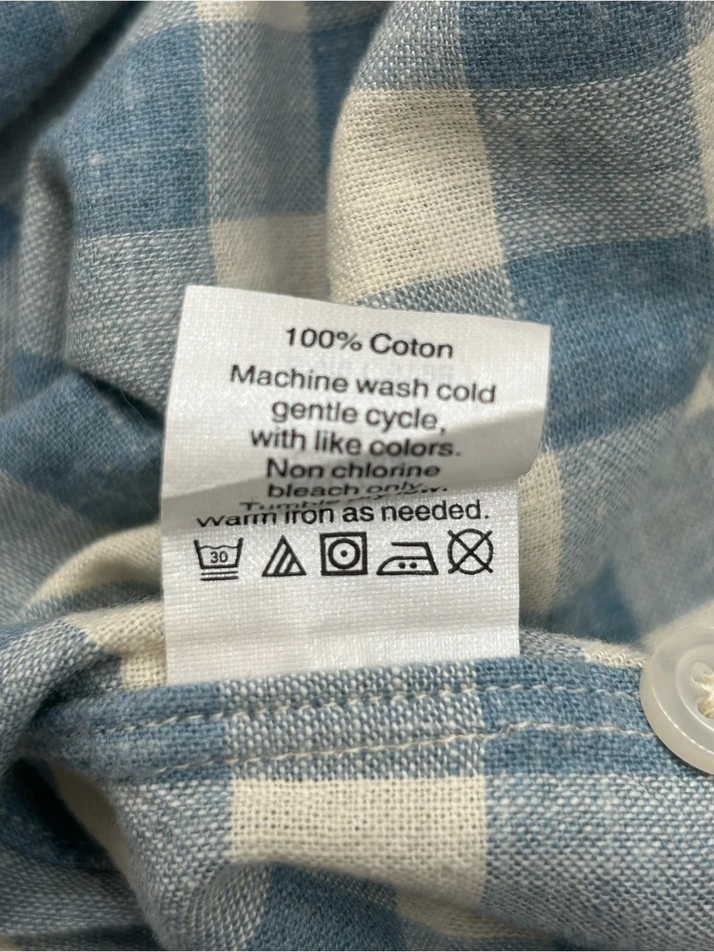 J.Crew Homespun Blue Cream Gingham Check Long Sleeve Slim Shirt Size S